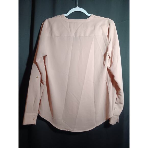 Anne Klein S Pink Pullover Top 3/4 Zip Long Sleeve Logo Casual Lightweight - Picture 7 of 7